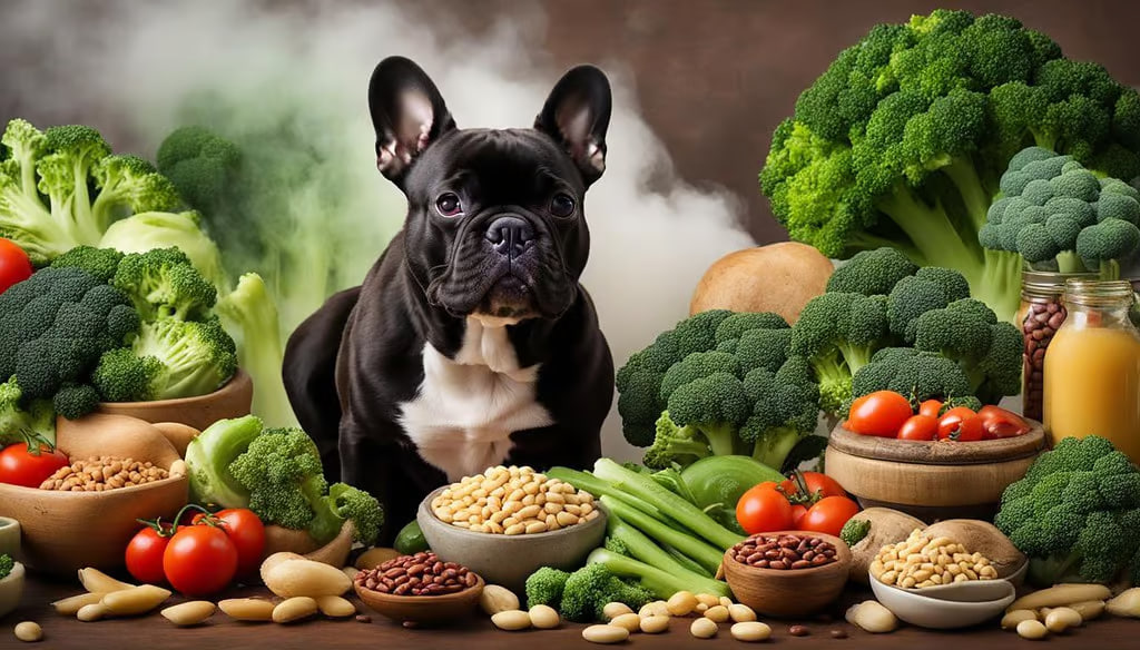 bulldog with vegetable